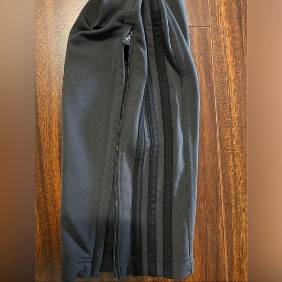 Adidas men’s small track warmup pants, gray with black stripes - Picture 3 of 4
